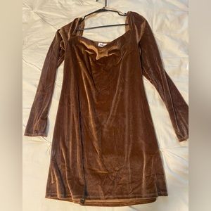 Princess Polly Star Power Velvet Mini Dress Brown